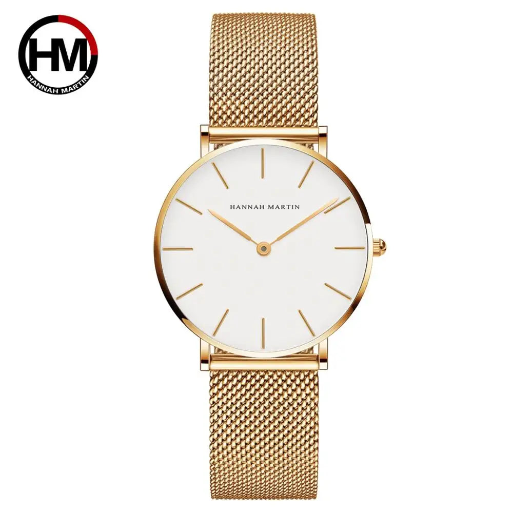 Reloj Aura Gold White Femenino 36mm – Sofisticación en Cada Detalle